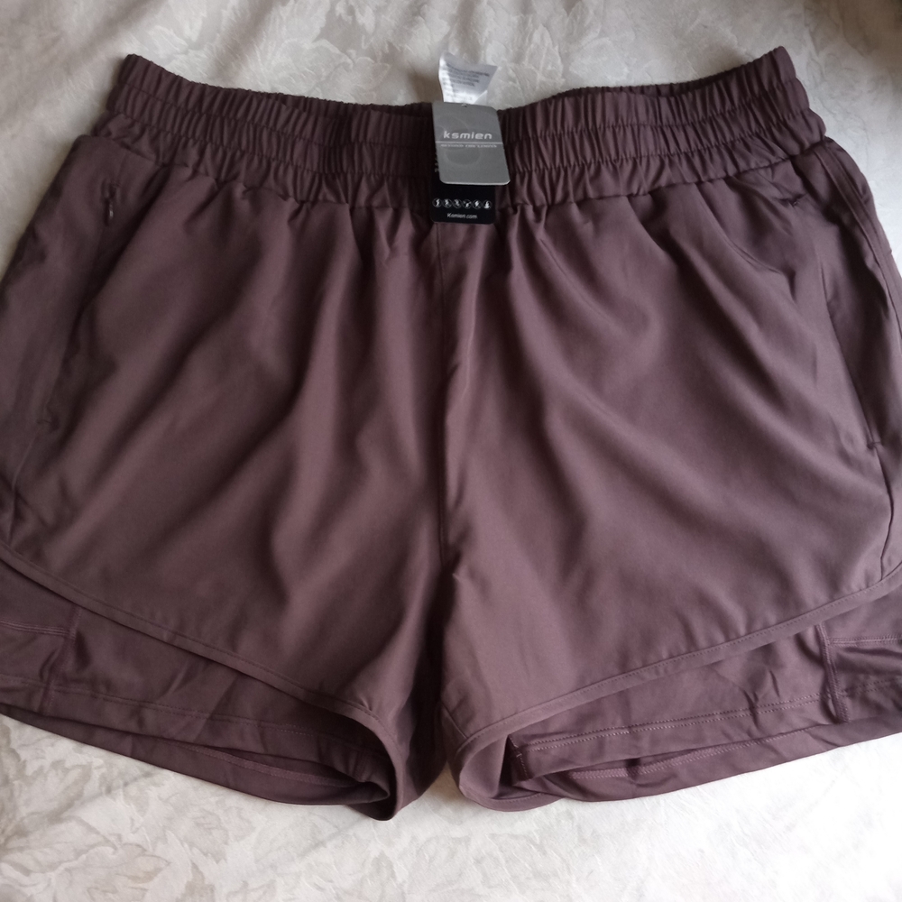 Ksmien Running Shorts  Zip Front Pockets XL